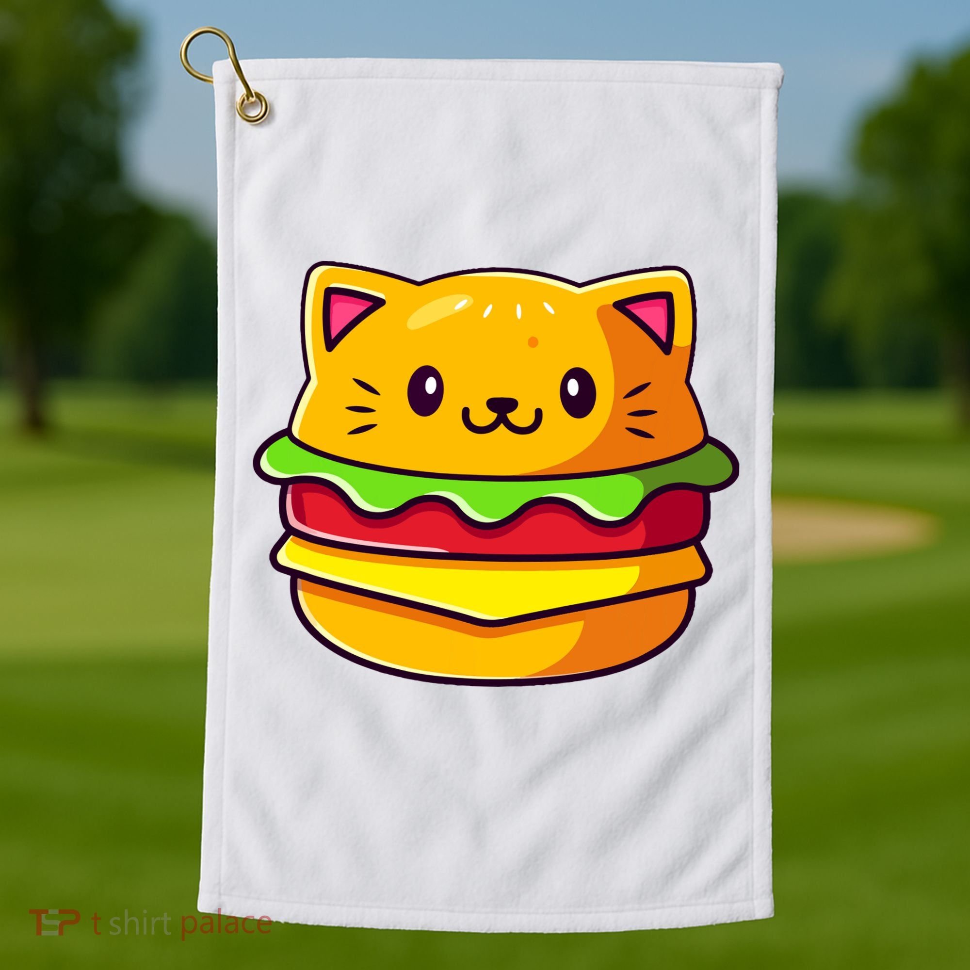Hamburger Cat Catburger Funny Burger Cat Lover Foodie Golf Towel