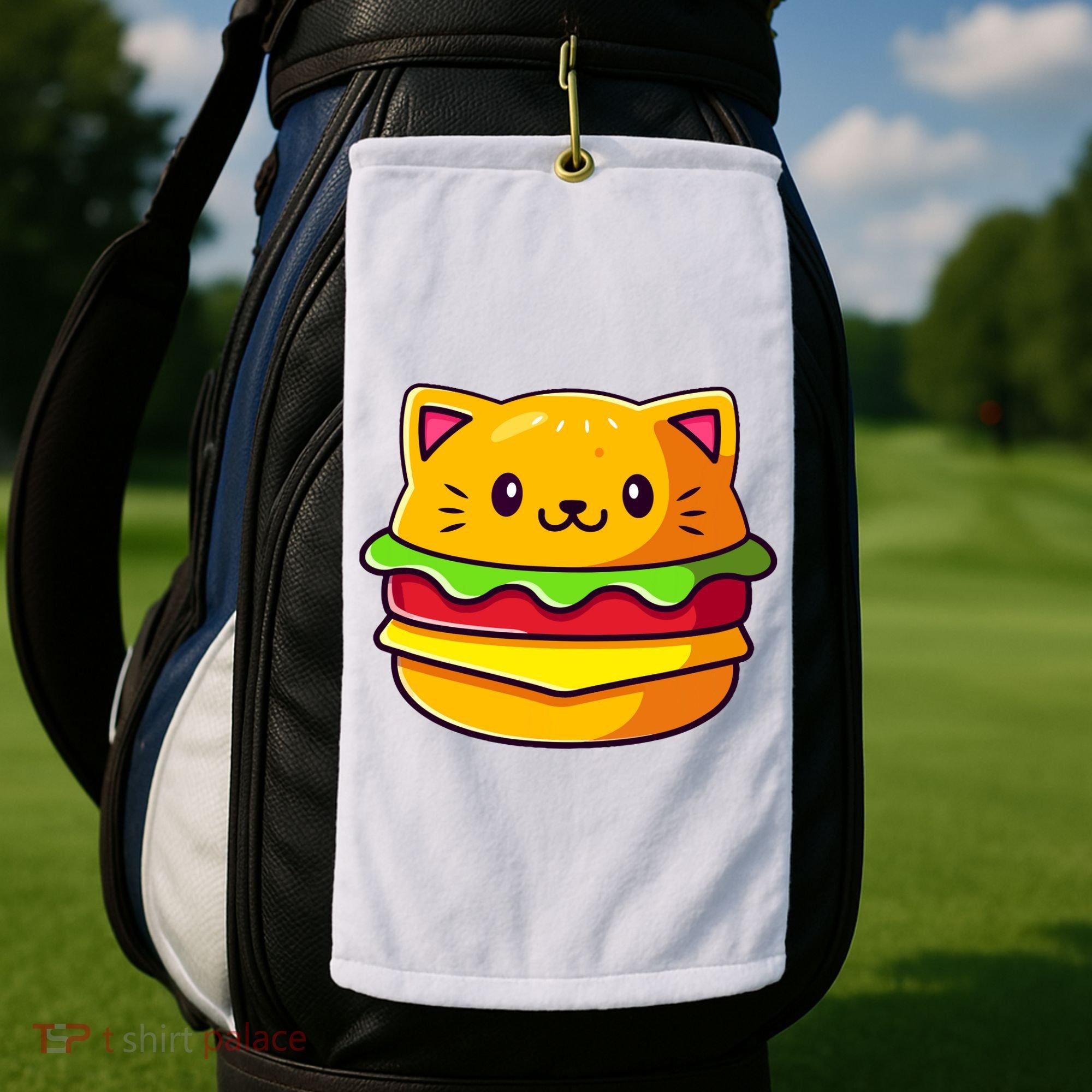 Hamburger Cat Catburger Funny Burger Cat Lover Foodie Golf Towel