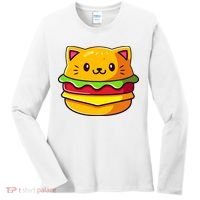 Hamburger Cat Catburger Funny Burger Cat Lover Foodie Women's Long Sleeve Shirt thumb 0