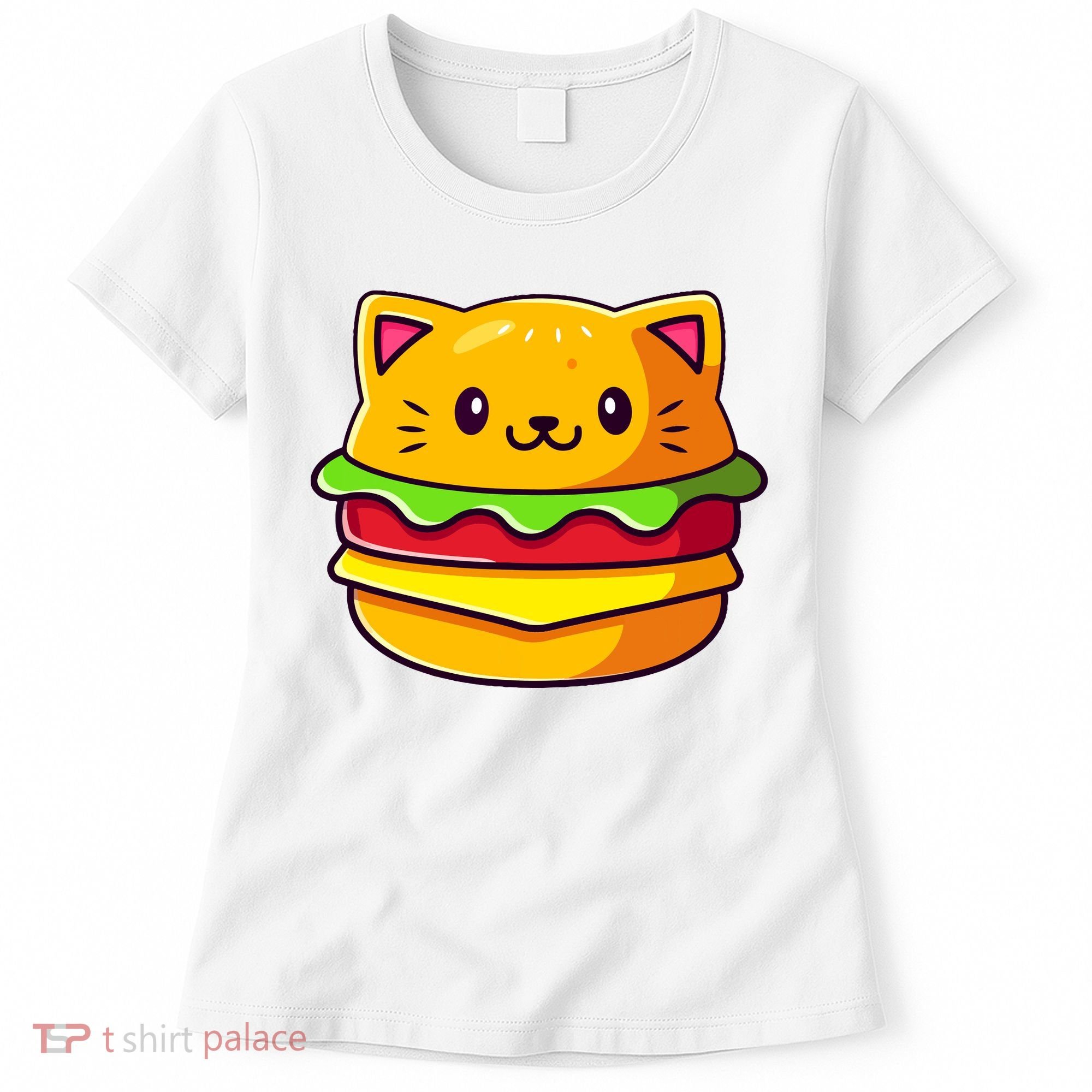Hamburger Cat Catburger Funny Burger Cat Lover Foodie Women's T-Shirt