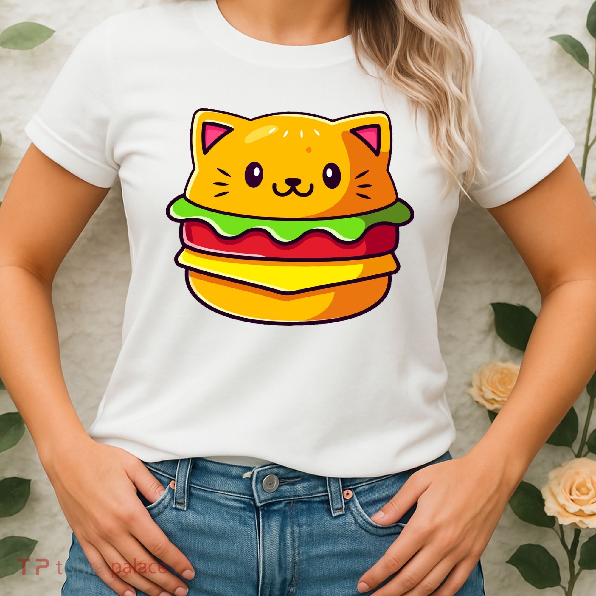 Hamburger Cat Catburger Funny Burger Cat Lover Foodie Women's T-Shirt