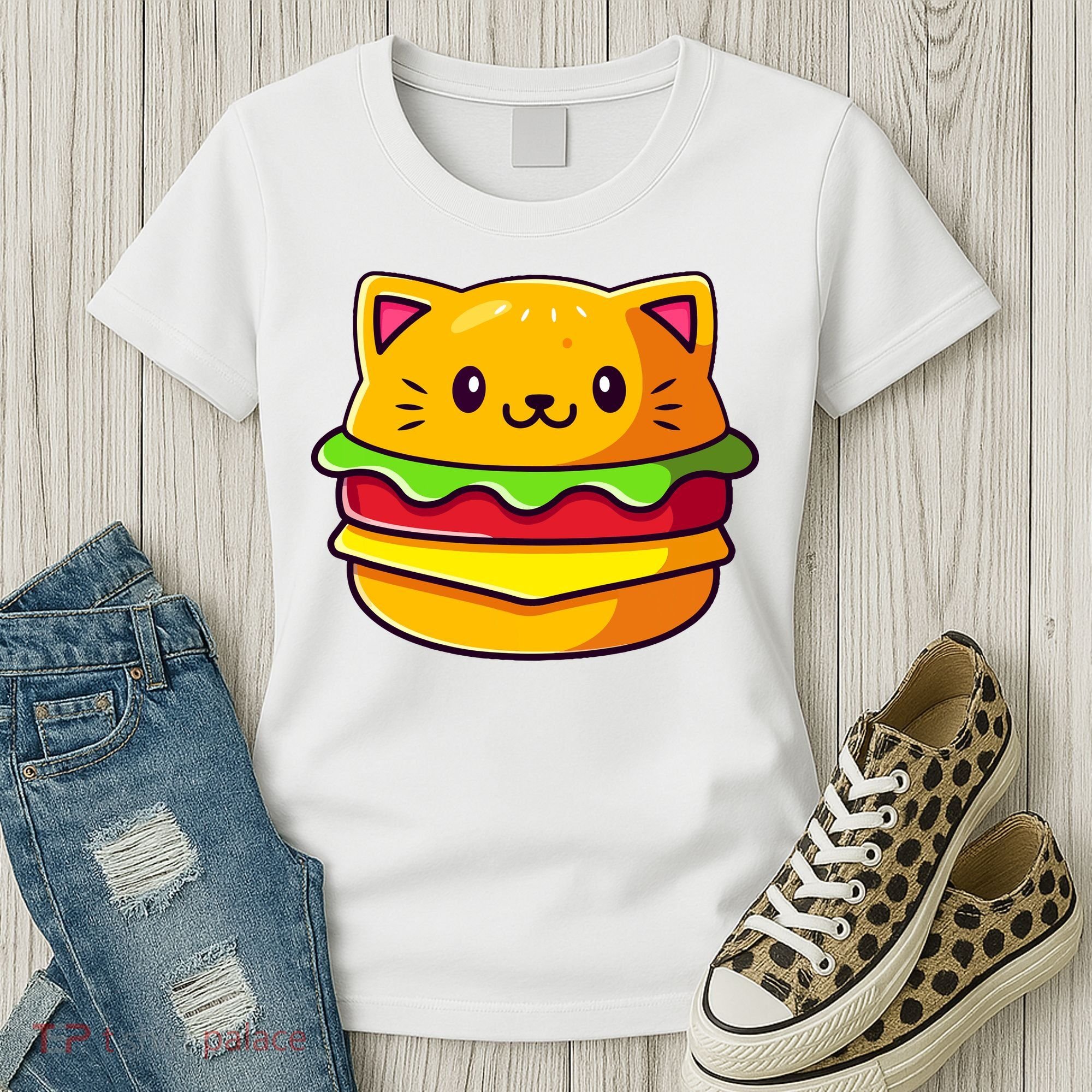 Hamburger Cat Catburger Funny Burger Cat Lover Foodie Women's T-Shirt
