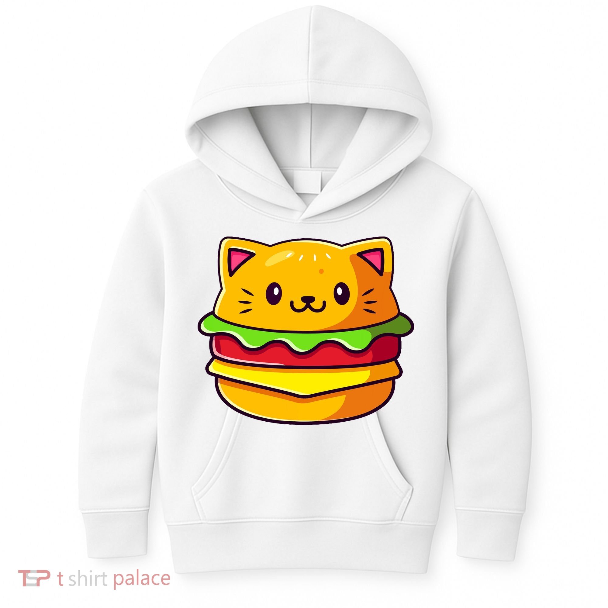 Hamburger Cat Catburger Funny Burger Cat Lover Foodie Kids Hoodie