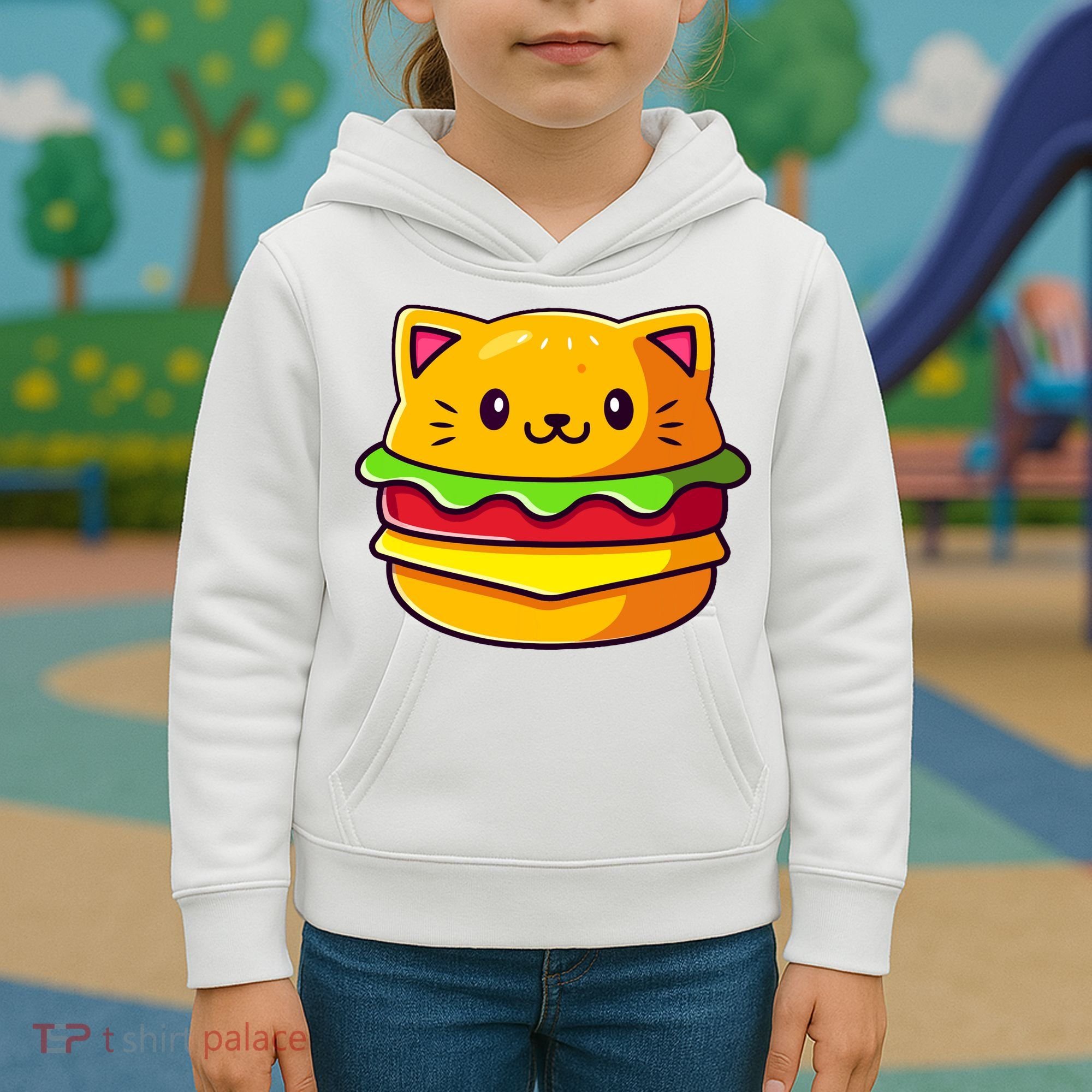 Hamburger Cat Catburger Funny Burger Cat Lover Foodie Kids Hoodie