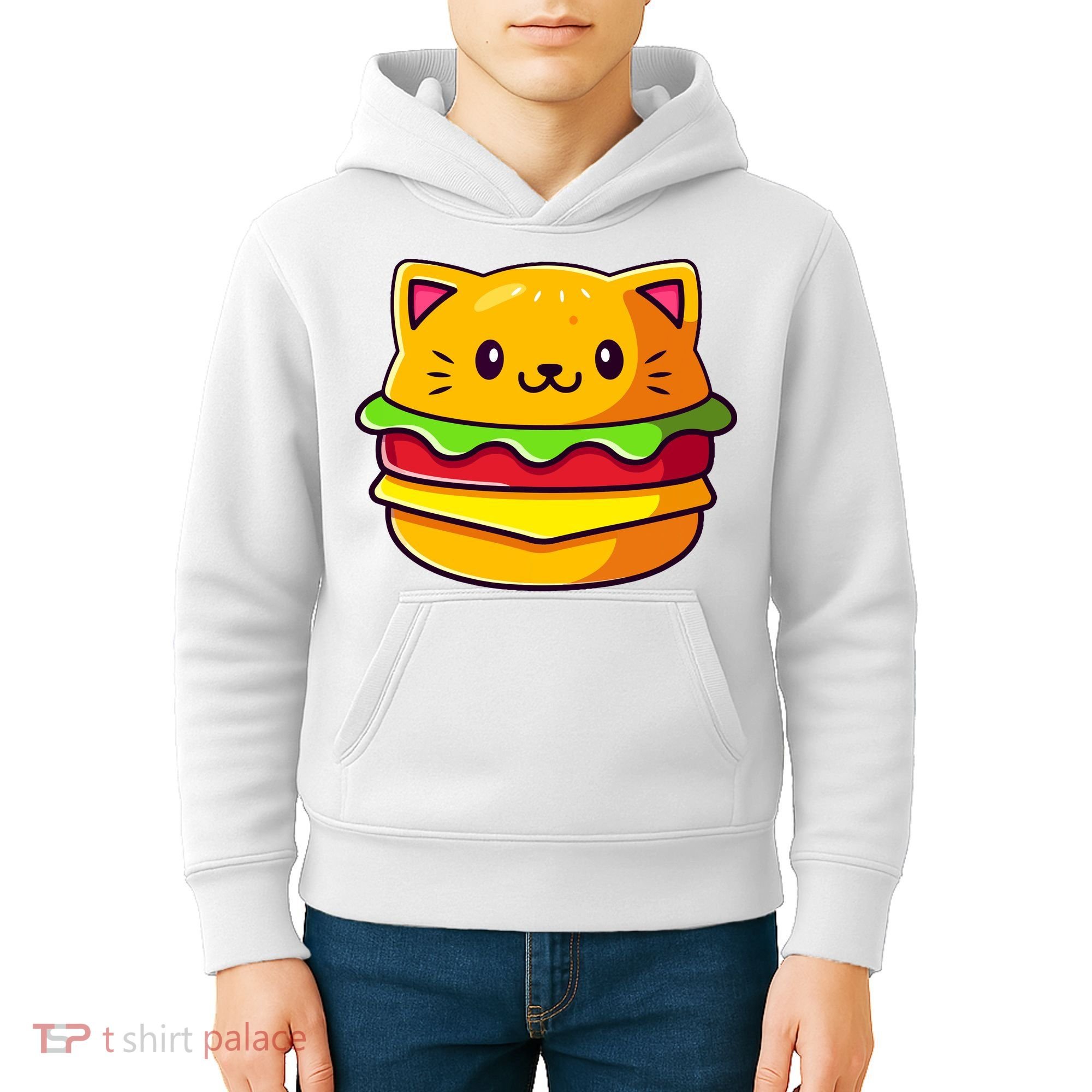 Hamburger Cat Catburger Funny Burger Cat Lover Foodie Kids Hoodie