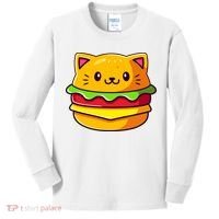Hamburger Cat Catburger Funny Burger Cat Lover Foodie Kids Long Sleeve Shirt thumb 0