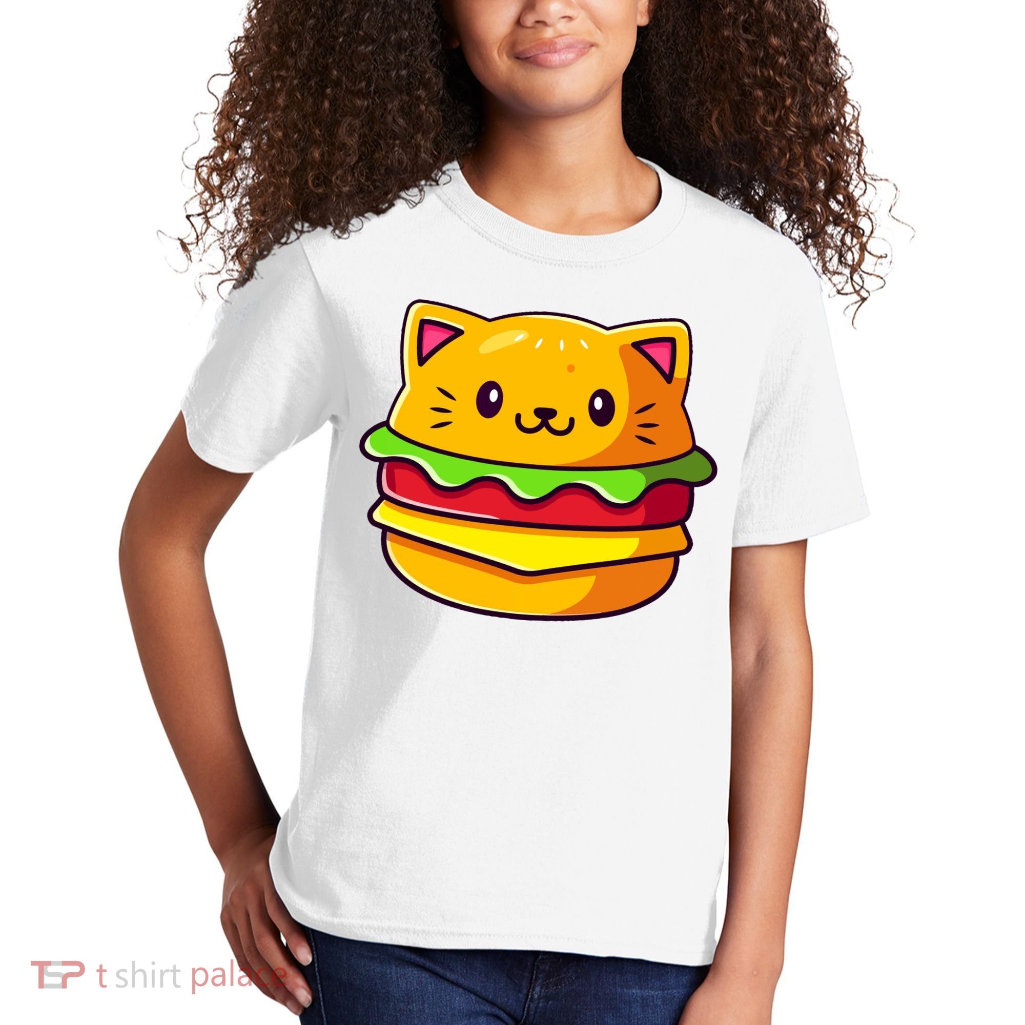 Hamburger Cat Catburger Funny Burger Cat Lover Foodie Kids T-Shirt