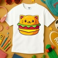 Hamburger Cat Catburger Funny Burger Cat Lover Foodie Kids T-Shirt thumb 3