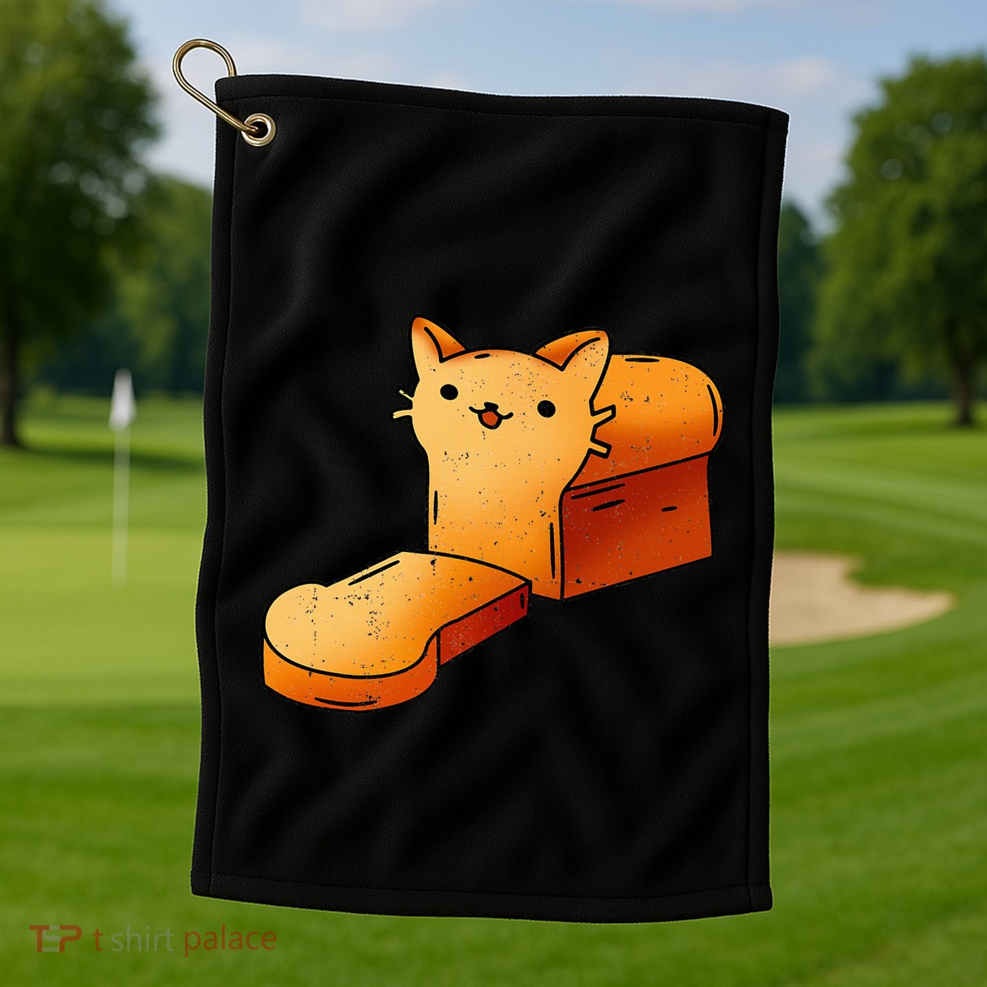 Halloween Costume Cat Loaf Lazy Funny Bread Kitten Kitty Golf Towel