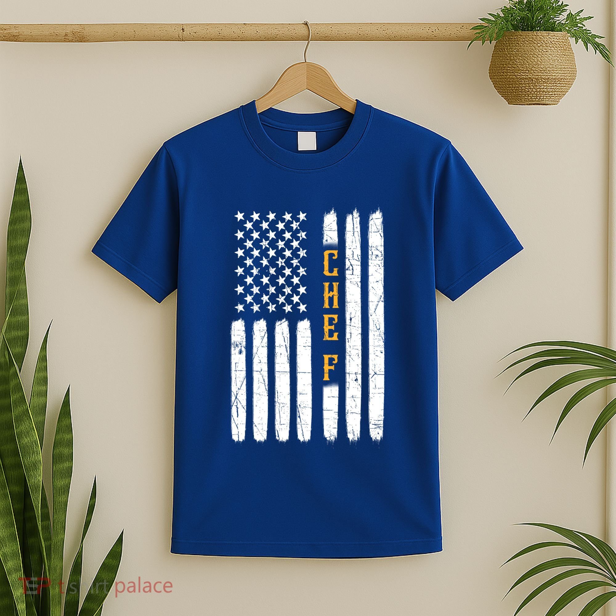 Head Chef Cook Catering Cookery Set Foodie American Flag Usa Gift T-Shirt
