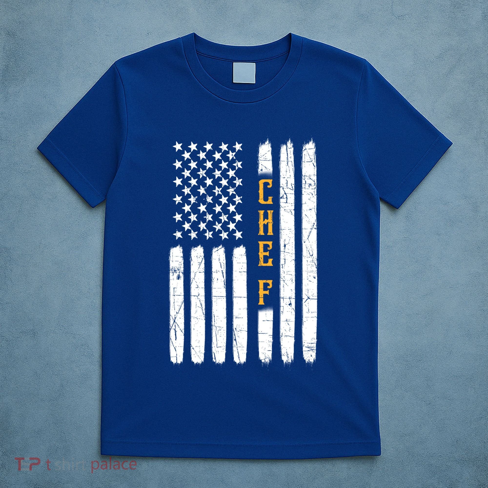 Head Chef Cook Catering Cookery Set Foodie American Flag Usa Gift T-Shirt