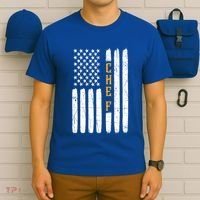 Head Chef Cook Catering Cookery Set Foodie American Flag Usa Gift T-Shirt thumb 6