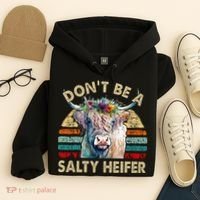Highland Cow Dont Be Salty Heifer Hoodie thumb 4