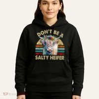 Highland Cow Dont Be Salty Heifer Hoodie thumb 5