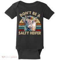 Highland Cow Dont Be Salty Heifer Baby Bodysuit thumb 0