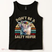 Highland Cow Dont Be Salty Heifer Tank Top thumb 2