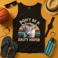 Highland Cow Dont Be Salty Heifer Tank Top thumb 4