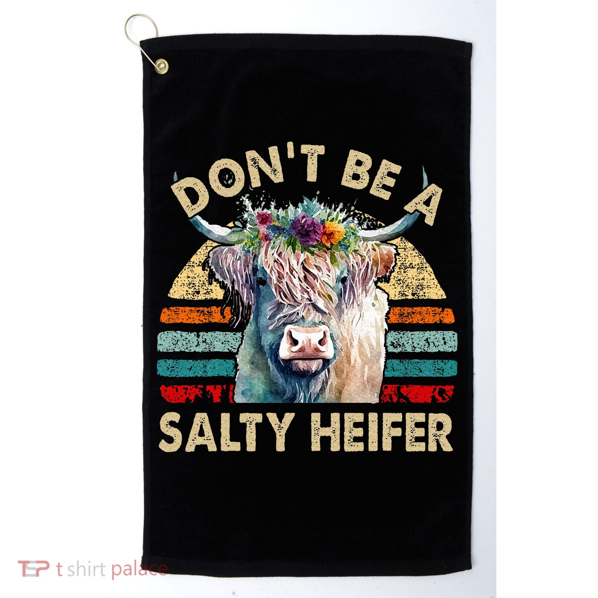 Highland Cow Dont Be Salty Heifer Golf Towel