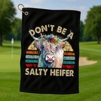 Highland Cow Dont Be Salty Heifer Golf Towel thumb 1