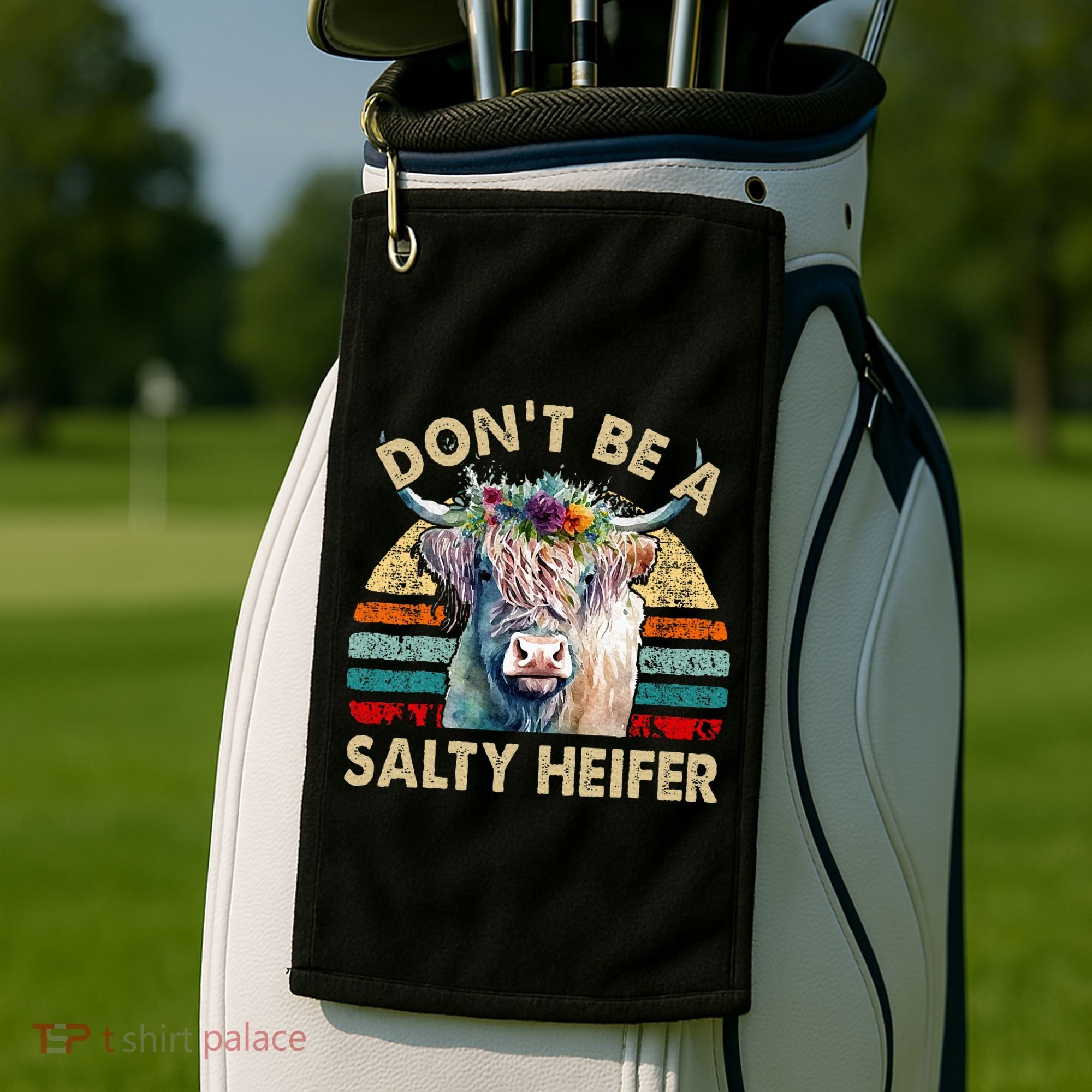 Highland Cow Dont Be Salty Heifer Golf Towel