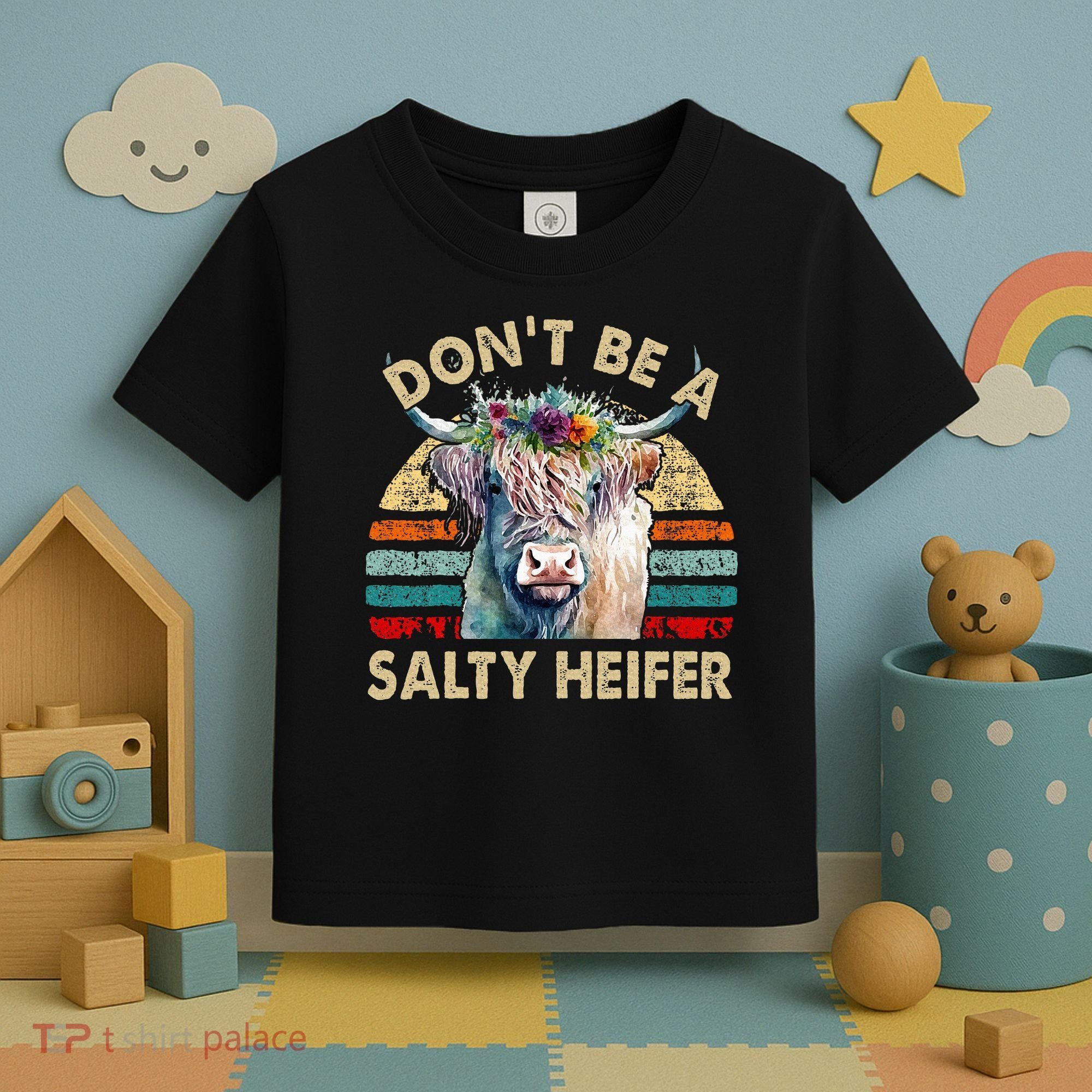 Highland Cow Dont Be Salty Heifer Toddler T-Shirt