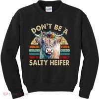 Highland Cow Dont Be Salty Heifer Kids Sweatshirt thumb 0