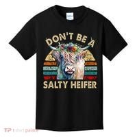 Highland Cow Dont Be Salty Heifer Kids T-Shirt thumb 0