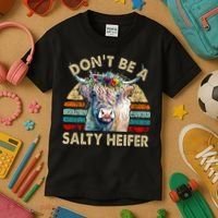 Highland Cow Dont Be Salty Heifer Kids T-Shirt thumb 3