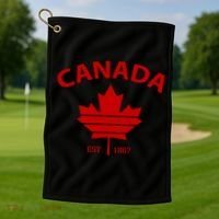 Happy Canada Day Funny Maple Leaf Canadian Flag Gift Golf Towel thumb 1