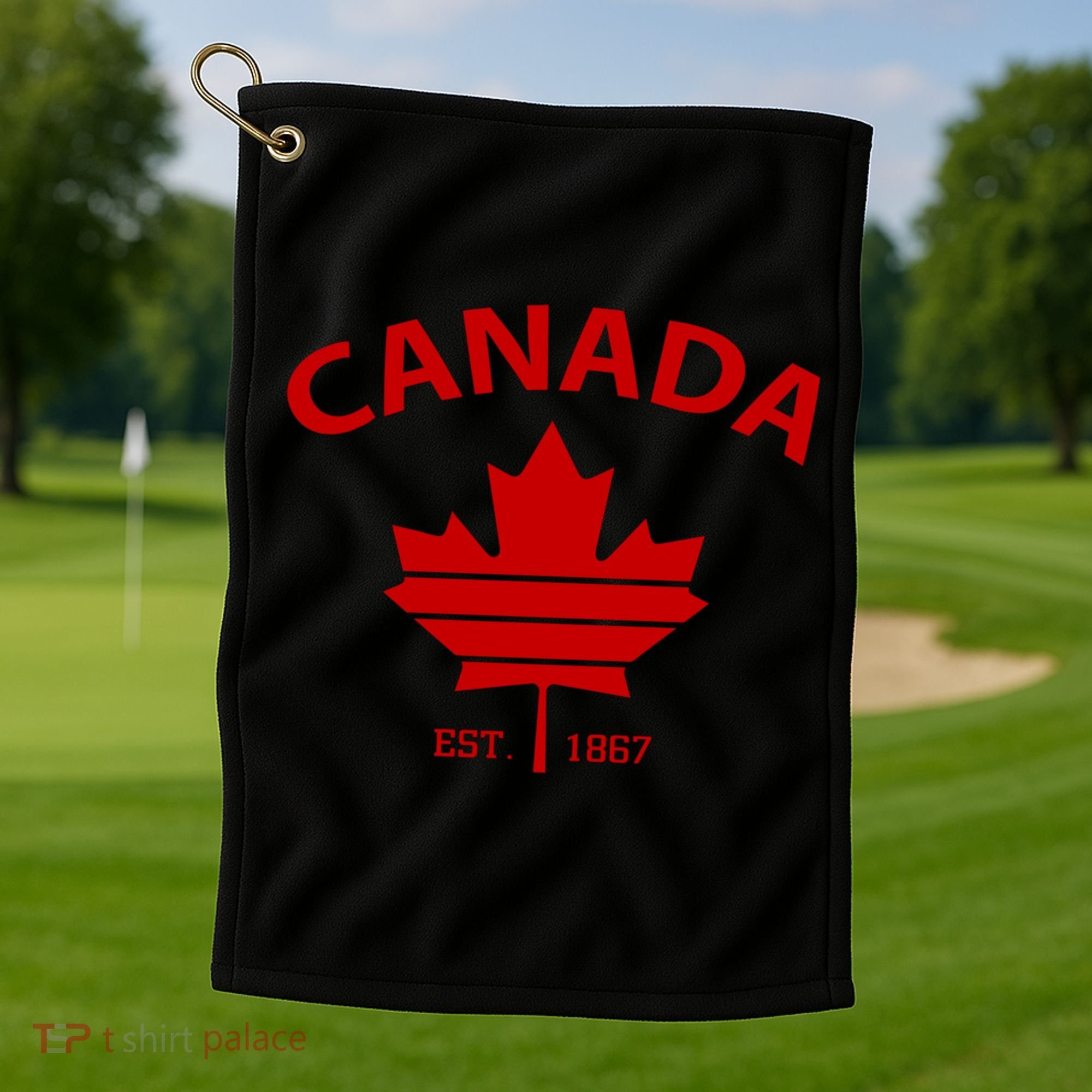 Happy Canada Day Funny Maple Leaf Canadian Flag Gift Golf Towel