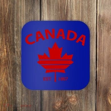 Happy Canada Day Funny Maple Leaf Canadian Flag Gift Coaster