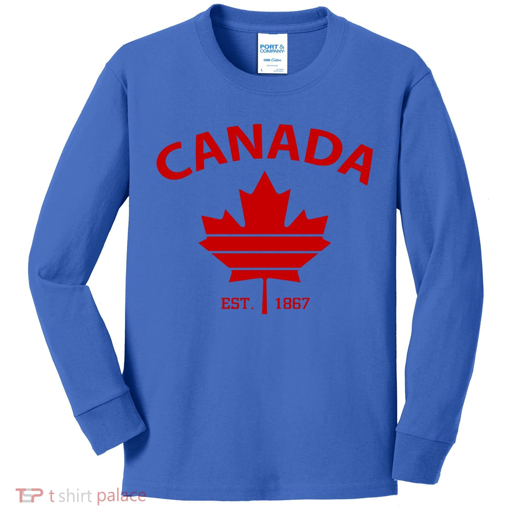 Happy Canada Day Funny Maple Leaf Canadian Flag Gift Kids Long Sleeve Shirt