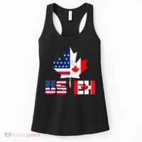Happy Canada Day Shirt USA Pride US Flag Day USEH Canadian Women's Tank Top thumb 0