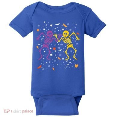 Halloween Colorful Dancing Skeletons Fall Halloween Decor Gift Baby Bodysuit