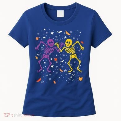 Halloween Colorful Dancing Skeletons Fall Halloween Decor Gift Women's T-Shirt