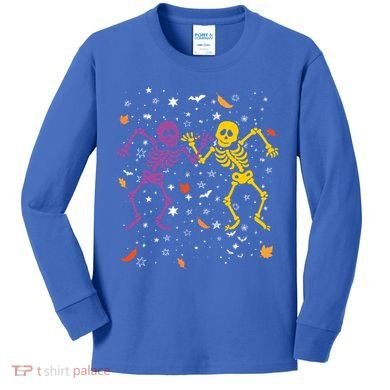 Halloween Colorful Dancing Skeletons Fall Halloween Decor Gift Kids Long Sleeve Shirt