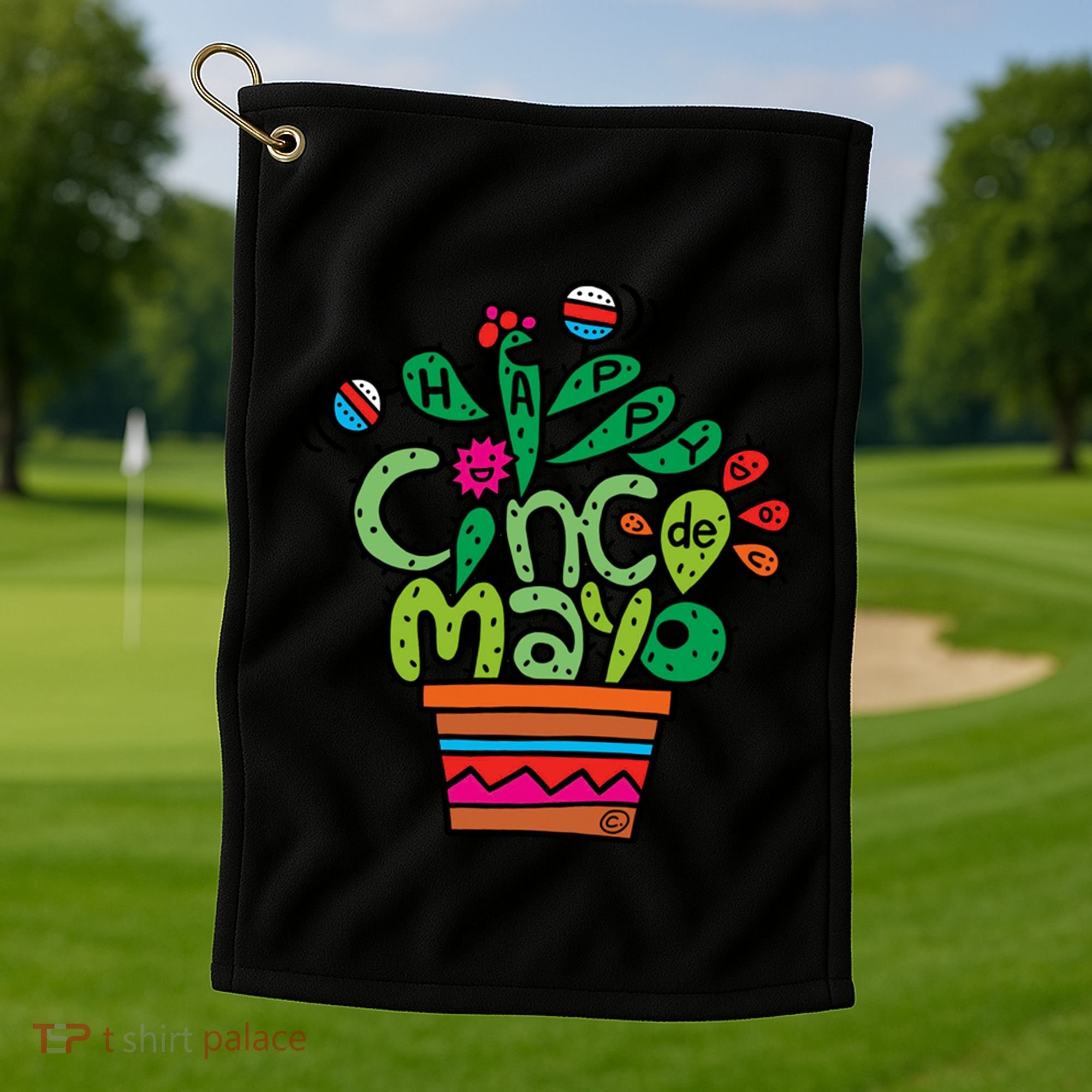 Happy Cinco De Mayo Cactus Golf Towel