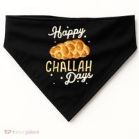 Happy Challah Days Hanukkah Chanukah Funny Jewish Bread USA-Made Doggie Bandana thumb 0