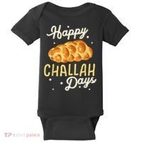 Happy Challah Days Hanukkah Chanukah Funny Jewish Bread Baby Bodysuit thumb 0