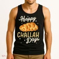 Happy Challah Days Hanukkah Chanukah Funny Jewish Bread Tank Top thumb 3