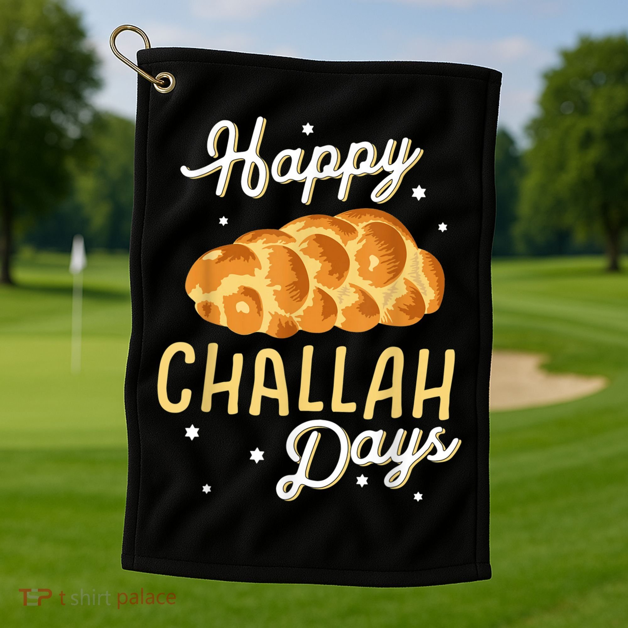 Happy Challah Days Hanukkah Chanukah Funny Jewish Bread Golf Towel