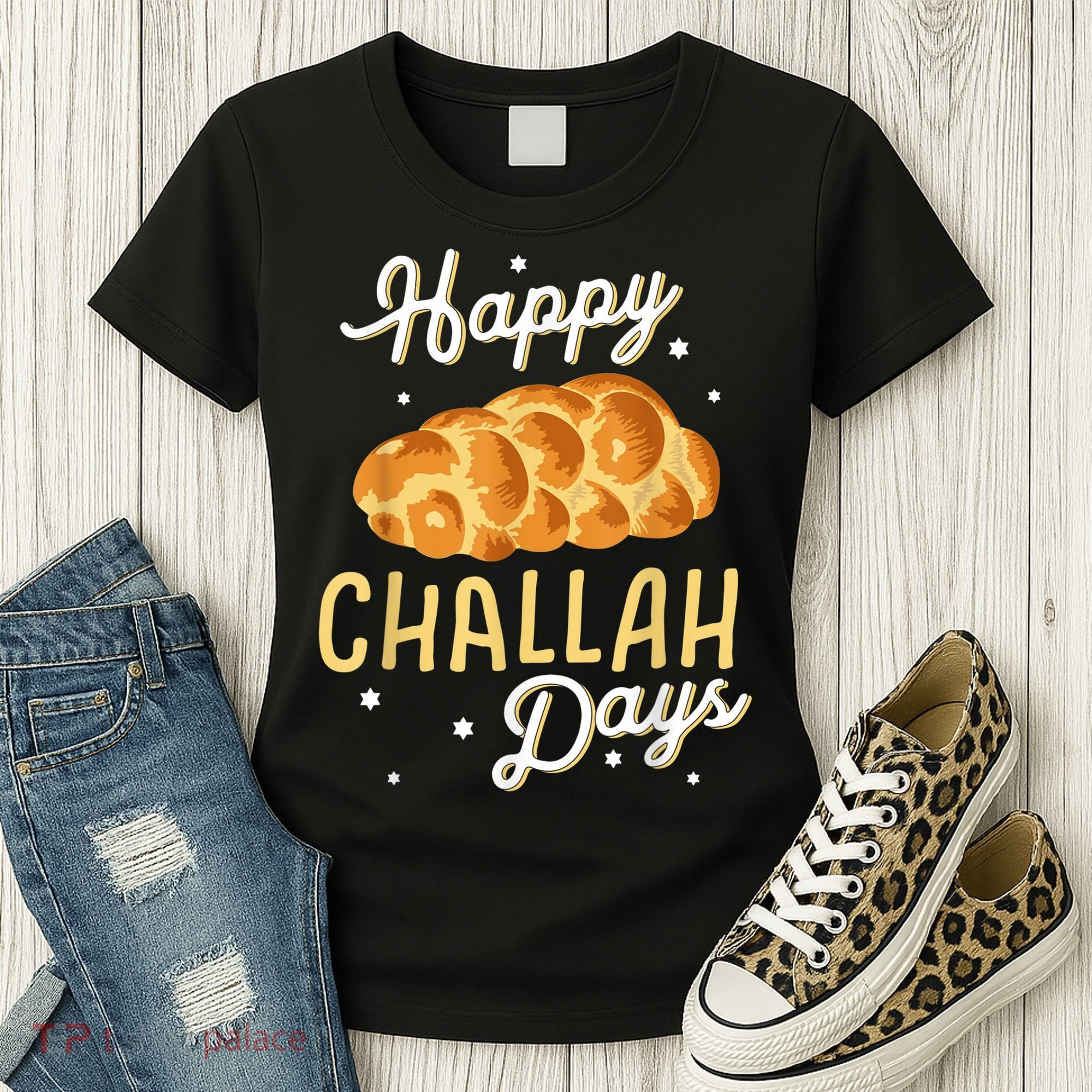 Happy Challah Days Hanukkah Chanukah Funny Jewish Bread Women's T-Shirt