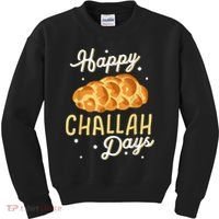 Happy Challah Days Hanukkah Chanukah Funny Jewish Bread Kids Sweatshirt thumb 0
