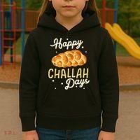 Happy Challah Days Hanukkah Chanukah Funny Jewish Bread Kids Hoodie thumb 3