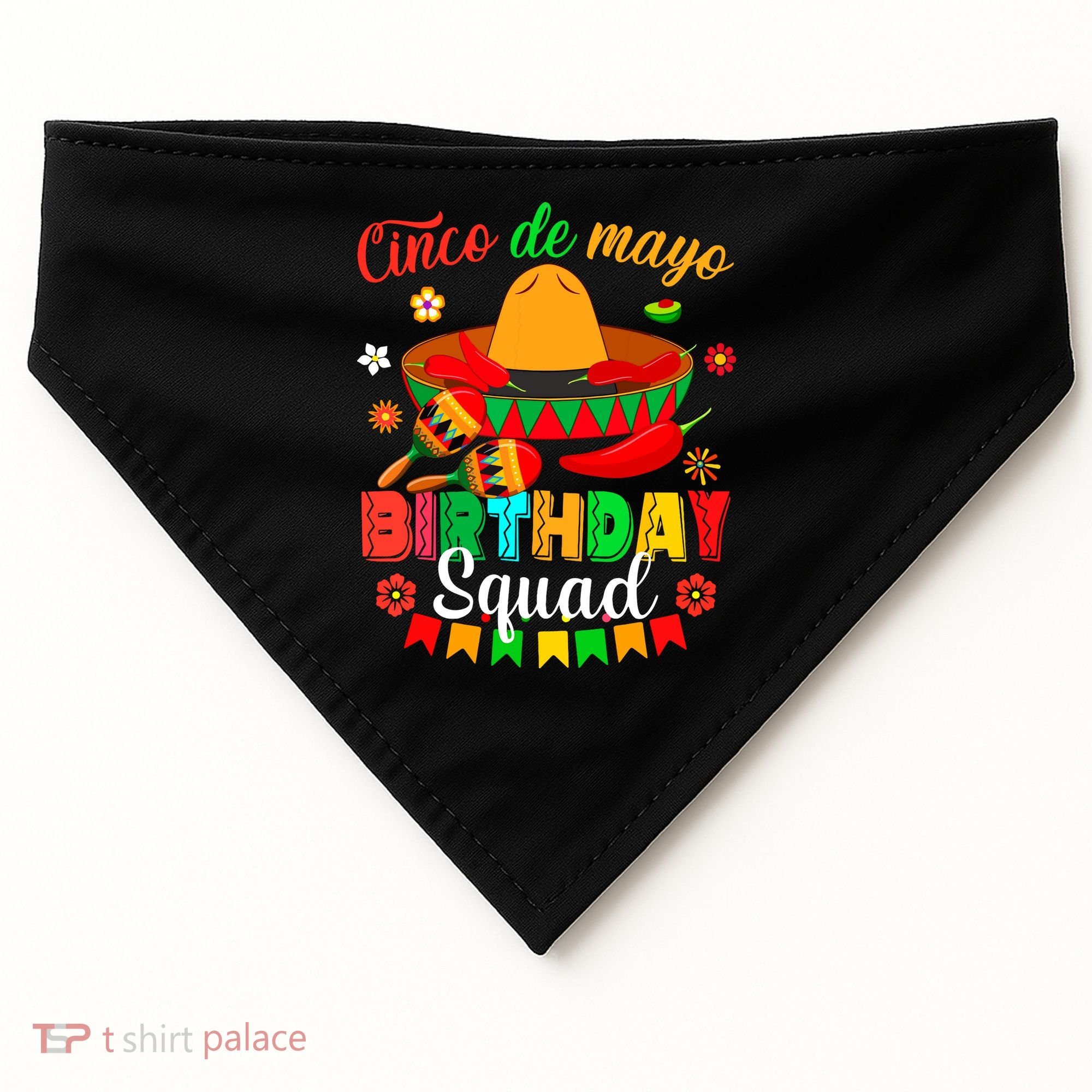 Happy Cinco De Mayo Birthday Squad Mexican Matching Family USA-Made Doggie Bandana