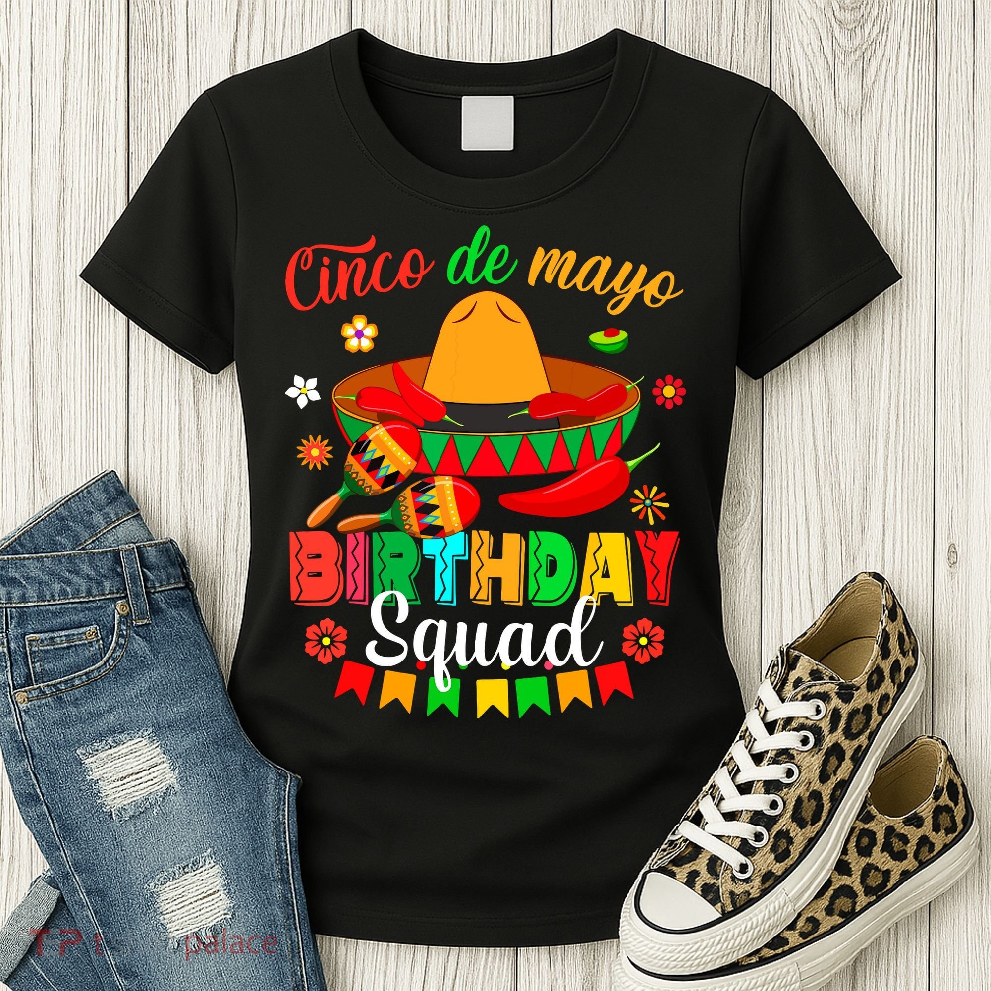 Happy Cinco De Mayo Birthday Squad Mexican Matching Family Women's T-Shirt