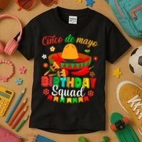 Happy Cinco De Mayo Birthday Squad Mexican Matching Family Kids T-Shirt thumb 3