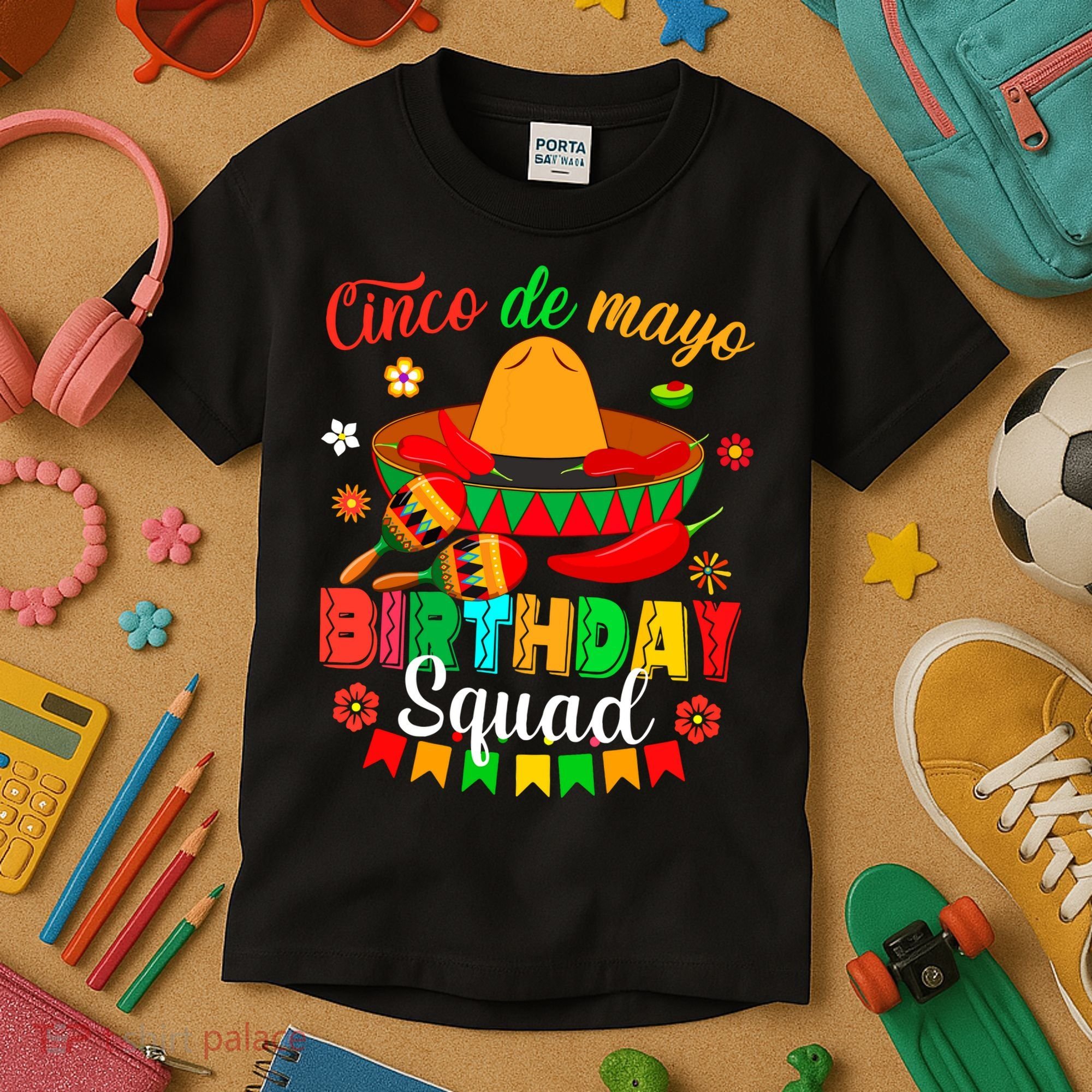 Happy Cinco De Mayo Birthday Squad Mexican Matching Family Kids T-Shirt