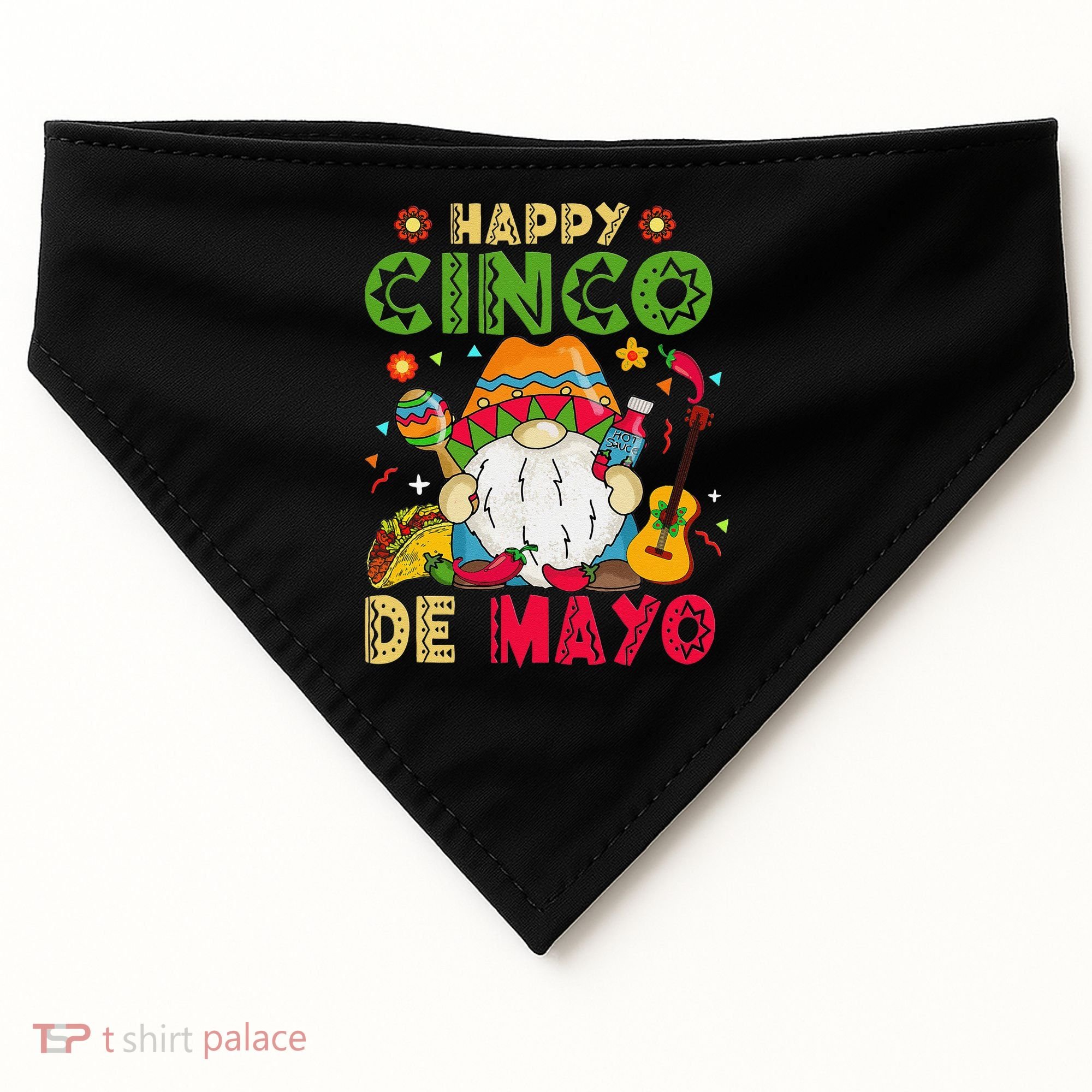 Happy Cinco De Mayo Mexican Gnome Cinco De Mayo USA-Made Doggie Bandana