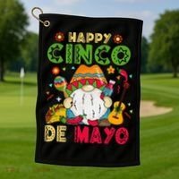 Happy Cinco De Mayo Mexican Gnome Cinco De Mayo Golf Towel thumb 1